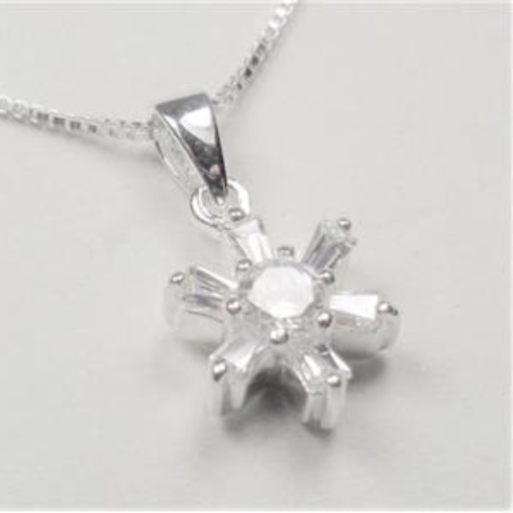 STERLING SILVER WINTER SNOWFLACE ICICLE NECKLACE